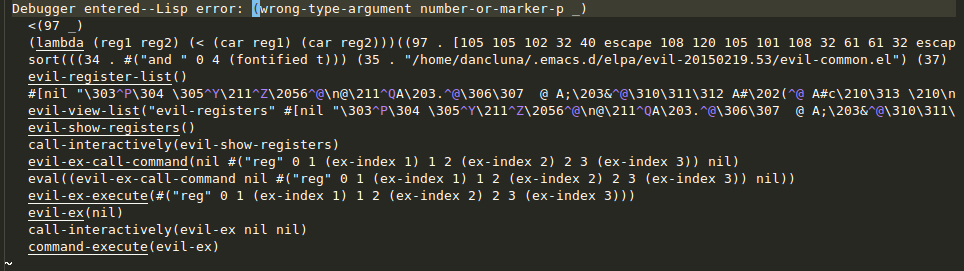 Backtrace with 'wrong-type-argument number-or-marker-p _' error